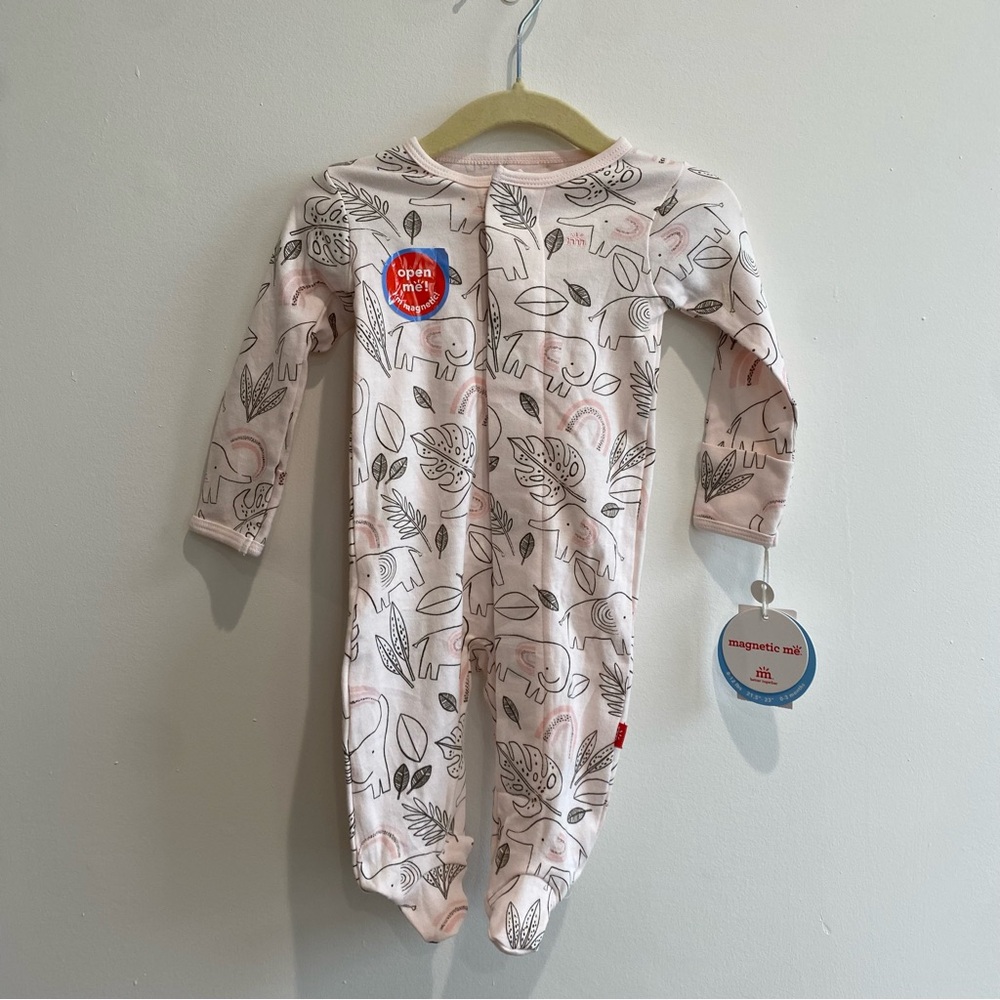 Magnetic Me NWT 0-3M Pink Baby Onesie with Elephant Design